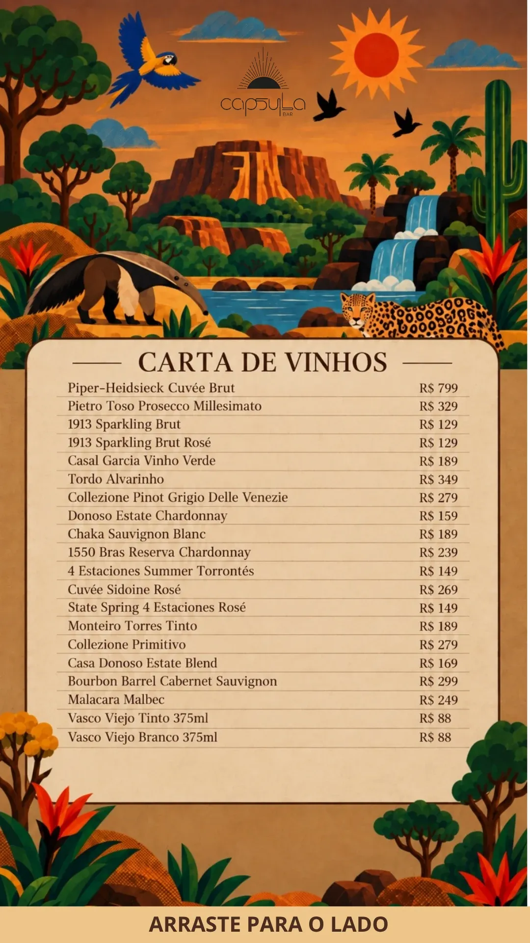 Carta de vinhos